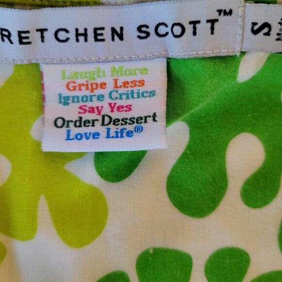 GRETCHEN SCOTT Boyfriend Shirt Art To Wear Stripes Leaves M Cotton Dopaminecore - Picture 12 of 15